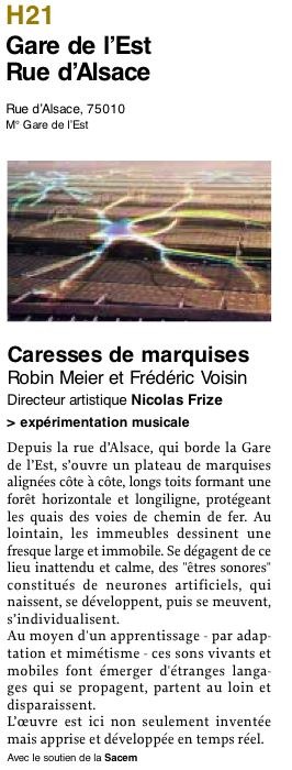 Caresses de Marquises, programme Nuit Blanche 2004